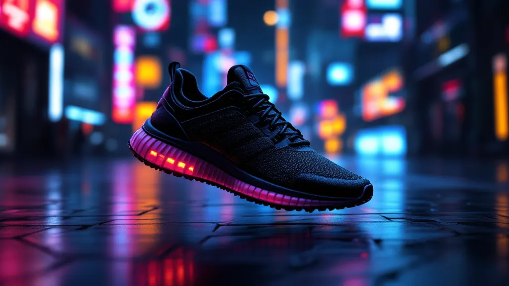 Neon sneaker product ad